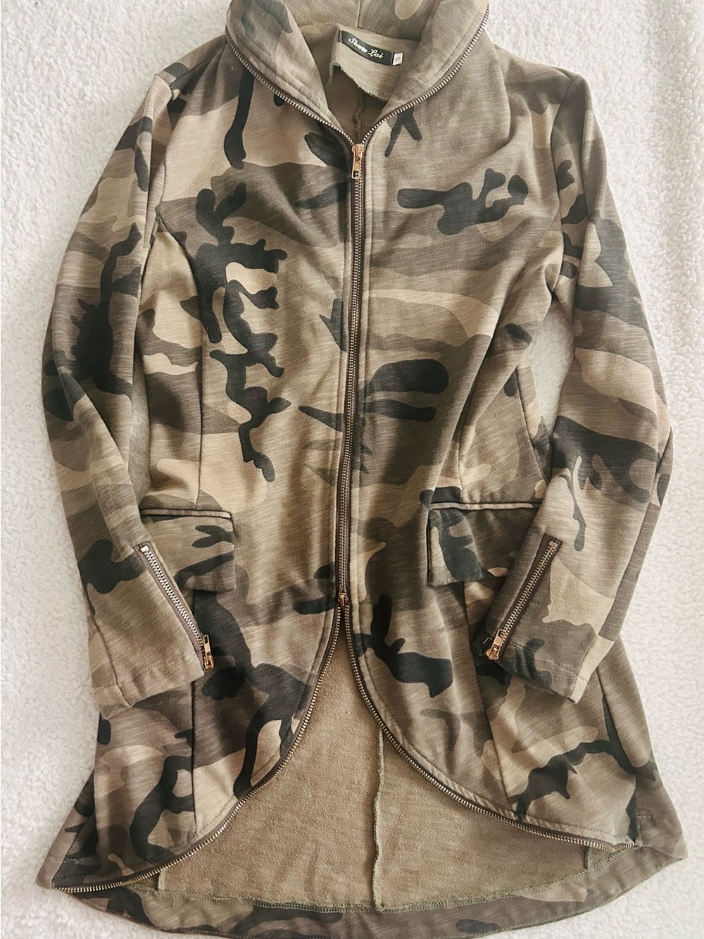Women’s Camo Zip-Front Utility Jacket - Olive/Tan S